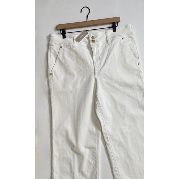 NWT!! J. CREW Slim Wide Leg Jeans Stacked Buttons Solid White Preppy Size 32 - Picture 4 of 16